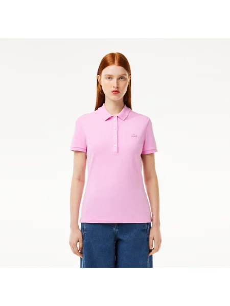 Lacoste Koszulka Polo Slim Fit Z Elastycznej Bawełny Piqué biała