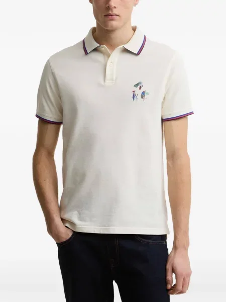Tricou polo Barbour alb