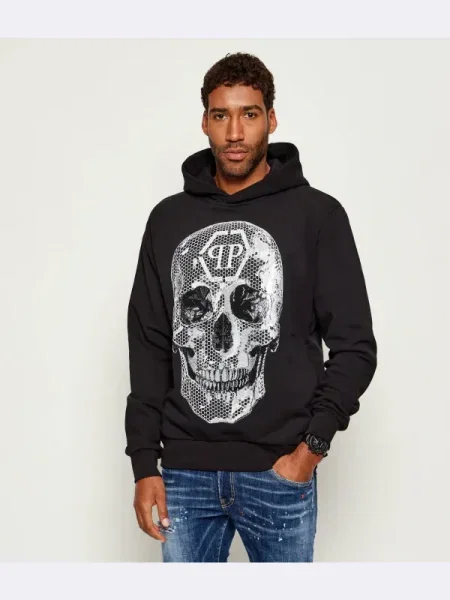 Philipp Plein Hanorac Skull | Oversize fit negru