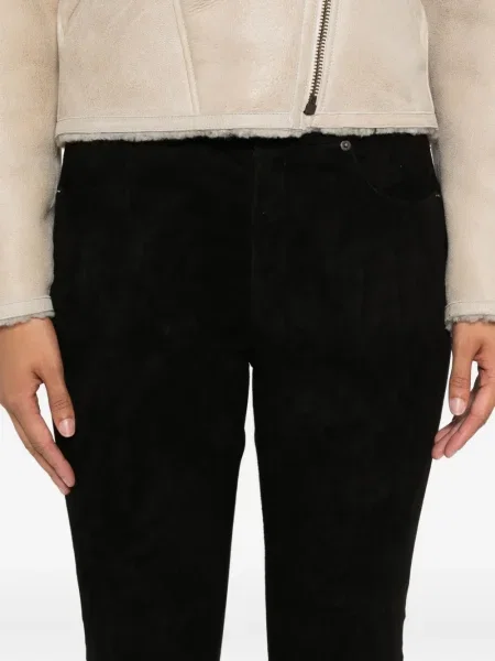 Pantaloni Isabel Marant din piele de căprioară negru