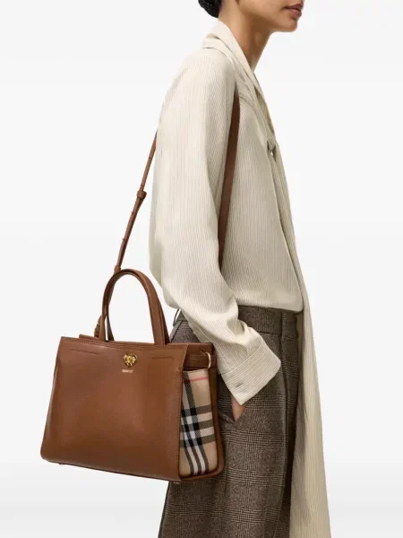 Καρό τσάντα shopper Burberry καφέ
