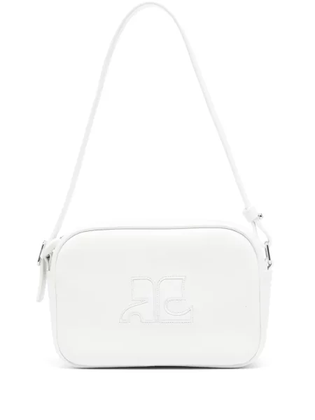 Geanta de piele Courreges din piele alb
