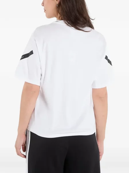 Lung tricou Adidas cu glugă cu dungi negru