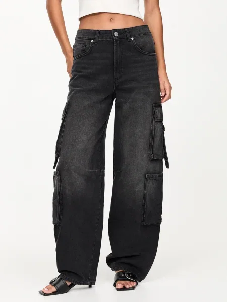 Pull&Bear Pantaloni eleganți denim negru