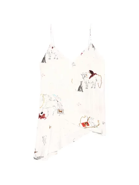 Top Bimba Y Lola cu volane cu imprimeu animal print alb