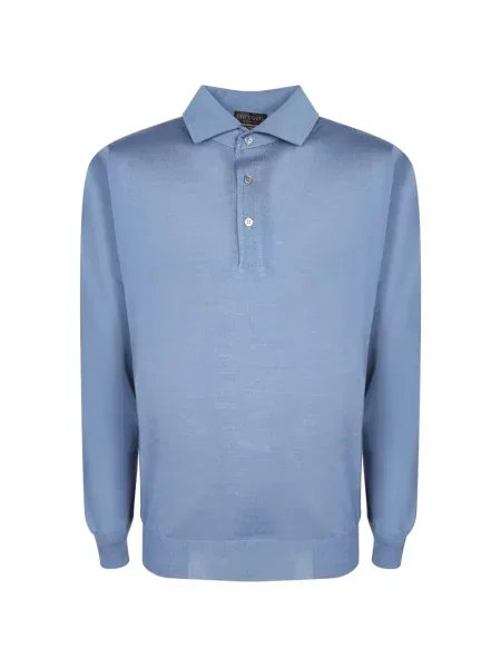 Lung tricou polo Dell'oglio albastru