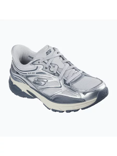 Sneakerși Skechers argintiu