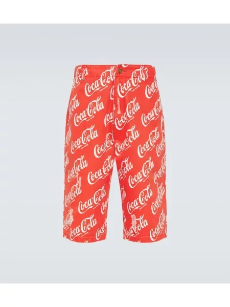 Plátěné bermudy Erl s potiskem hnědé