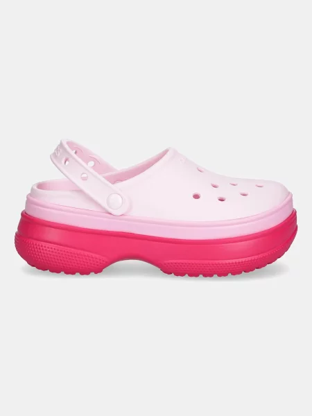 Классические шлепанцы Crocs на платформе розовые