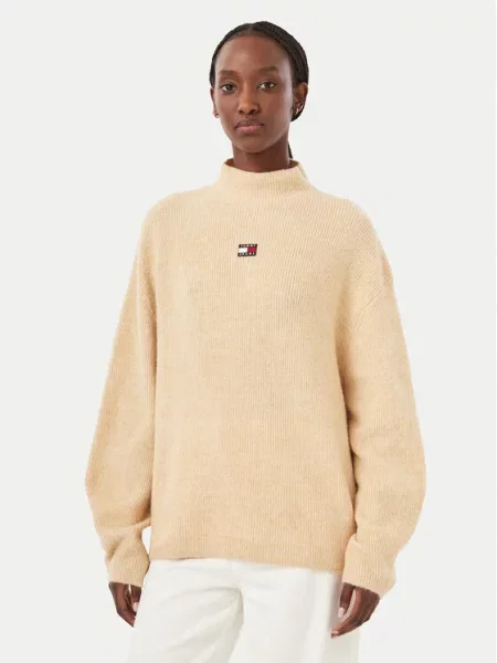 Tommy Jeans pulover za žene s vunom bež