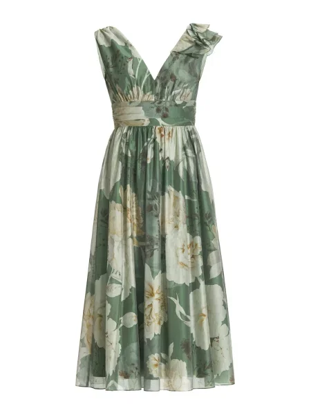 SWING Rochie maro cappuccino / verde / lână alb