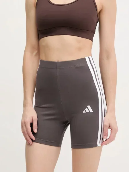 Adidas szorty Essentials z aplikacją high waist szary