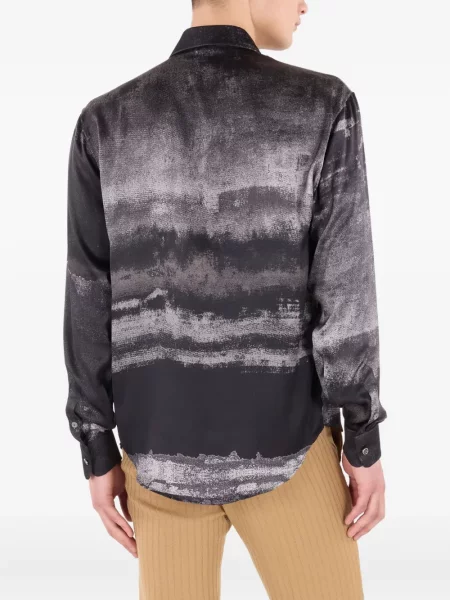 Копринена риза Roberto Cavalli с градиентным принтом черно