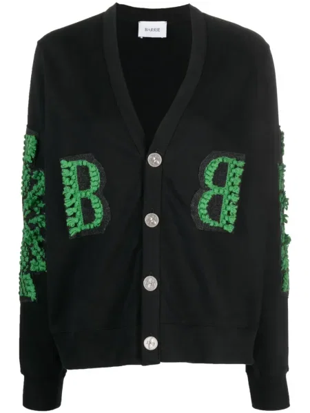 Pulover Barrie cu broderie din cașmir negru