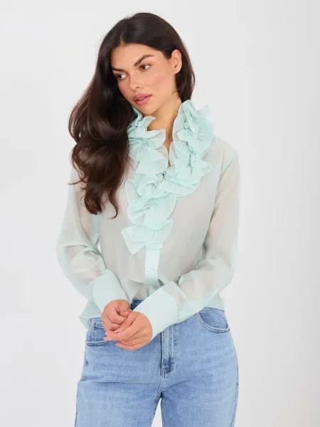 Bluză Factory Price cu volane turcoaz