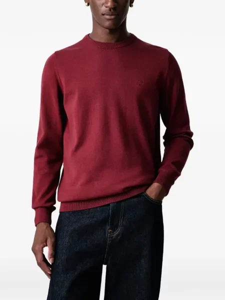 Pulover Barbour cu broderie cu decolteu rotund roșu