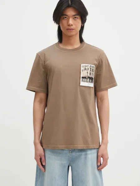 Majica Helmut Lang Pstcard T Grnwch.Mal za muškarce s tiskom smeđa