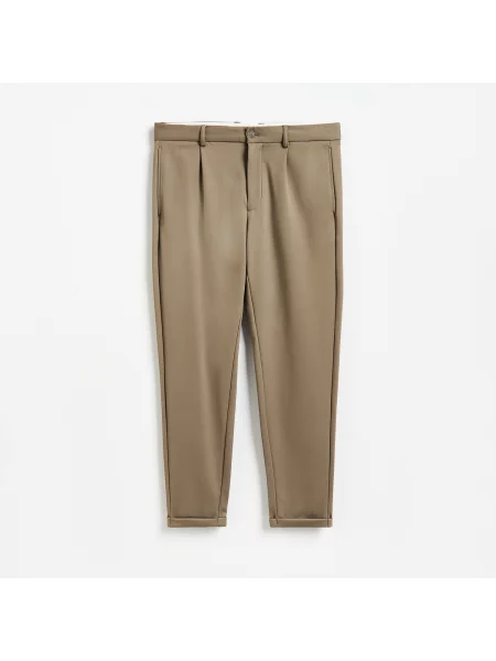 Reserved Kalhoty chino slim fit hnědozelená