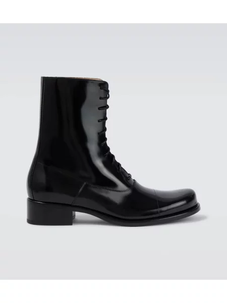 Usnjene lakirane gležnjarji The Row črna