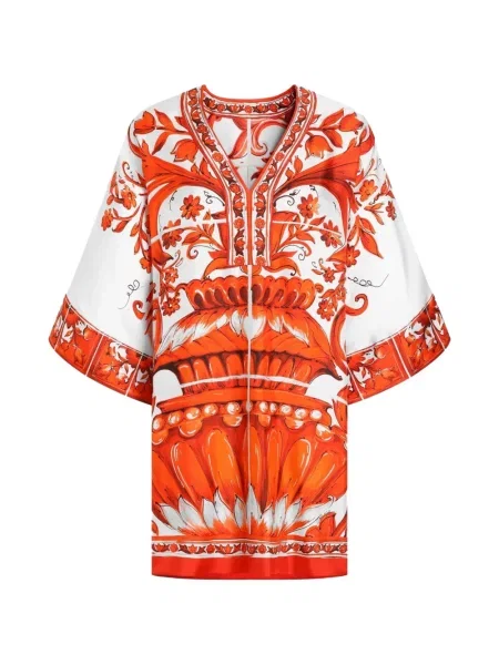 Scurt rochie Dolce & Gabbana cu imagine din țesătură twill alb