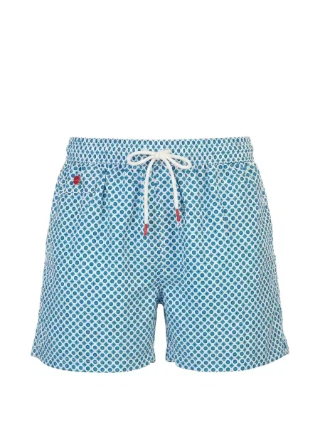 Slip de baie Kiton cu imagine cu imprimeu geometric alb