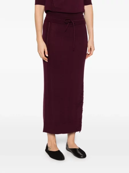 Fustă midi Ermanno Scervino din dantelă cu cordon violet