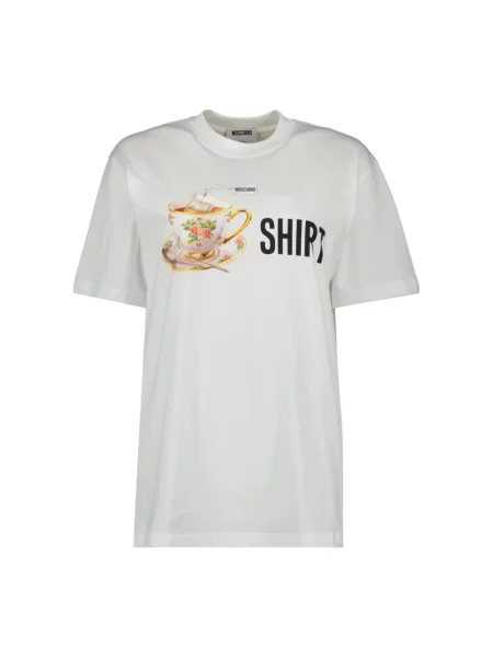 Koszulka Moschino z nadrukiem z dżerseju biała