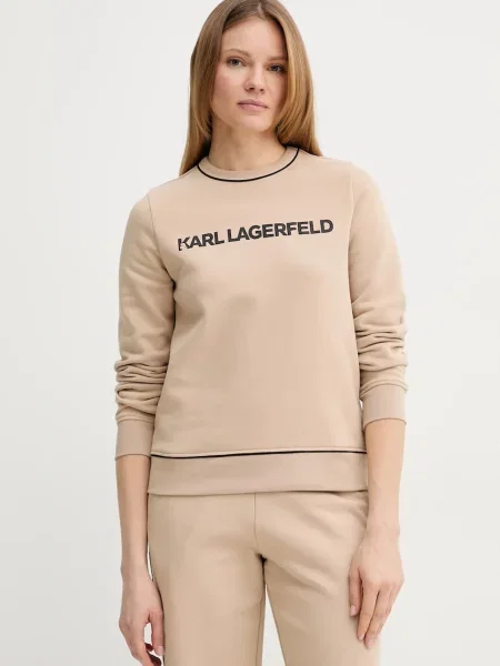Karl Lagerfeld bluza z nadrukiem beżowy