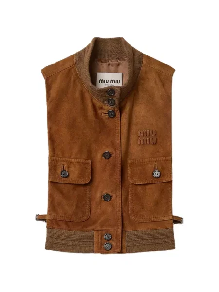 Kamizelka Miu Miu skórzana brązowa