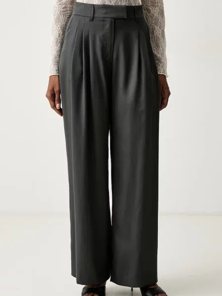 Twinset pantaloni pentru femei din lyocell gri