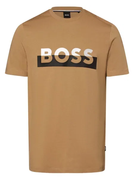 BOSS T-shirt Mężczyźni nadruk XXL brązowy