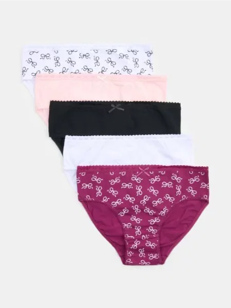 Sinsay kalhotky střihu slip s motivem mašliček 5 pack vícebarevná