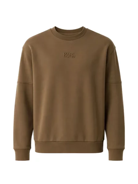 Hanorac crewneck Karl Lagerfeld cu broderie cu decolteu rotund maro