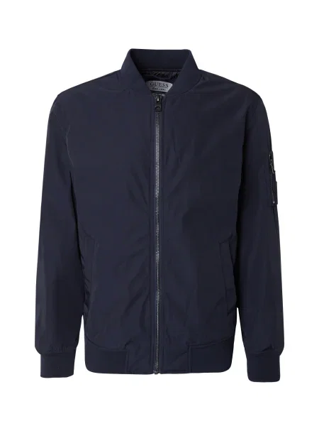 Geacă bomber Guess din satin albastru