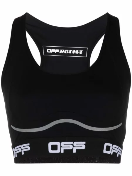 Decupat top Off-white cu autograf alb