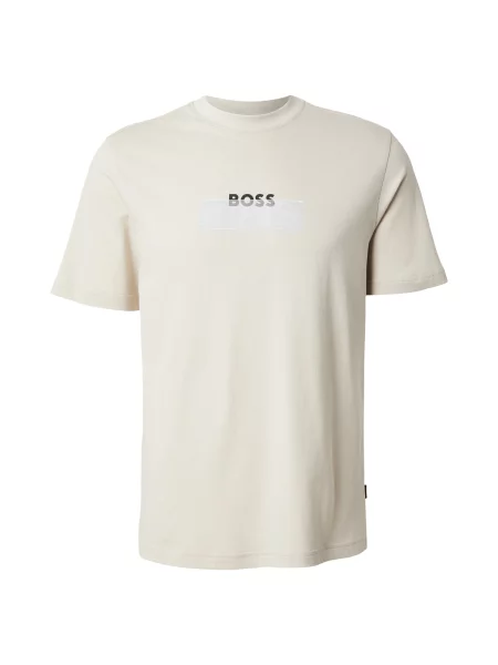 BOSS Tricou bej deschis / negru alb
