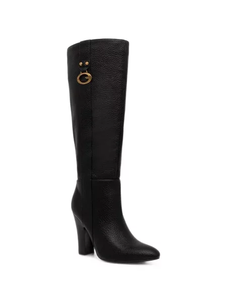 Botine Guess din piele cu autograf negru