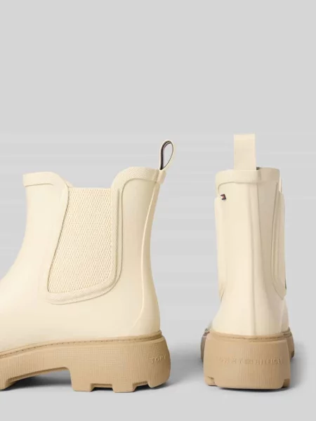 Tommy Hilfiger kalosze RUBBER FLAG CLEATED RAINBOOT beżowy białe