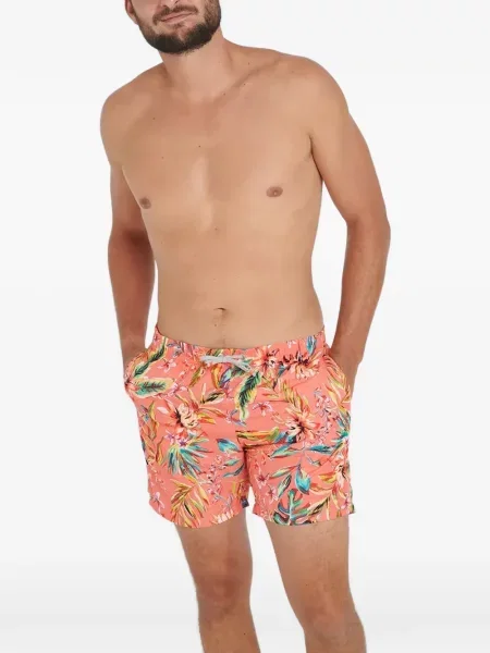 Slip de baie Banana Moon cu model floral cu imagine cu cordon roz