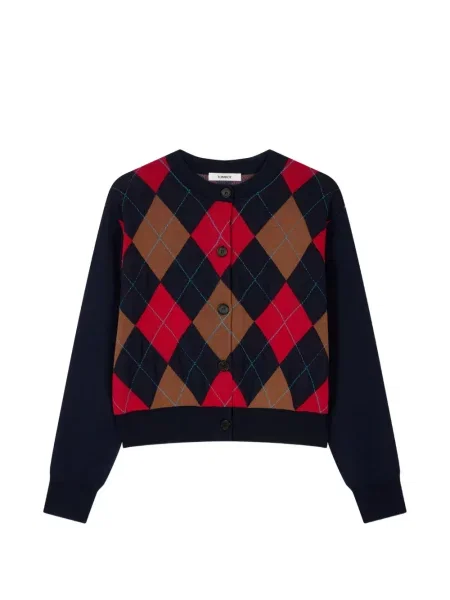 Kardigan Tomboy z wzorem argyle niebieski