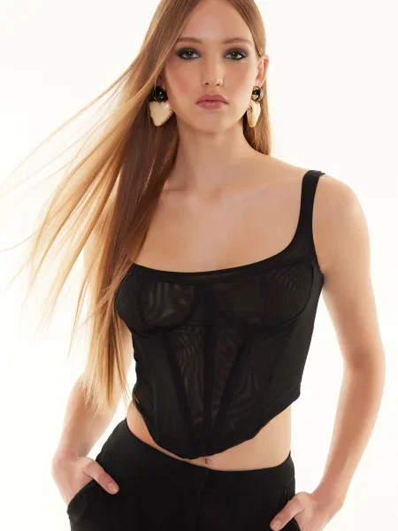 Pleten modrček Trendyol črna