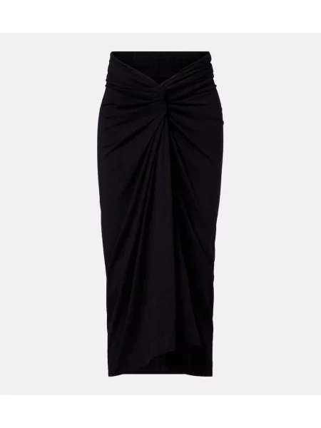 Fustă midi Dries Van Noten din jerseu până la genunchi negru