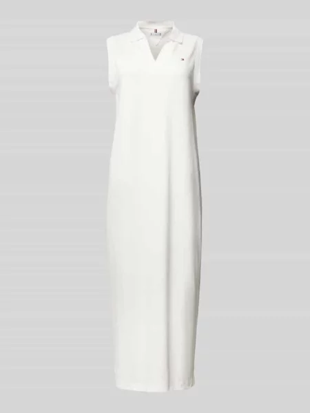 Sukienka polo z wyhaftowanym logo Tommy Hilfiger biała