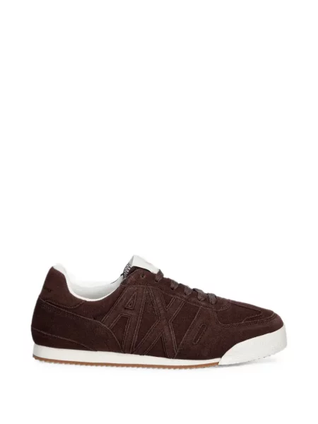 Sneakerși Armani Exchange din piele de căprioară cu aplicații maro