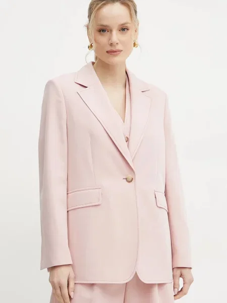 BOSS Orange blazer din amestec de in un singur rand de neted roz