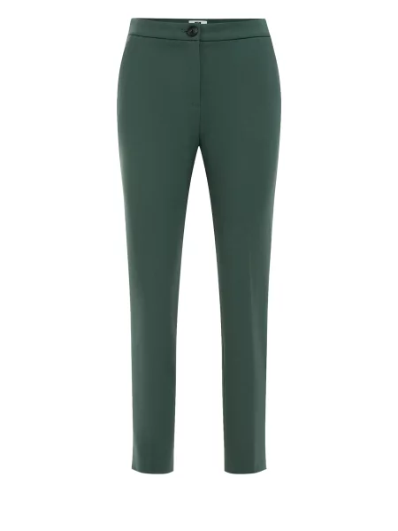 WE Fashion Pantaloni cu dungă închis verde