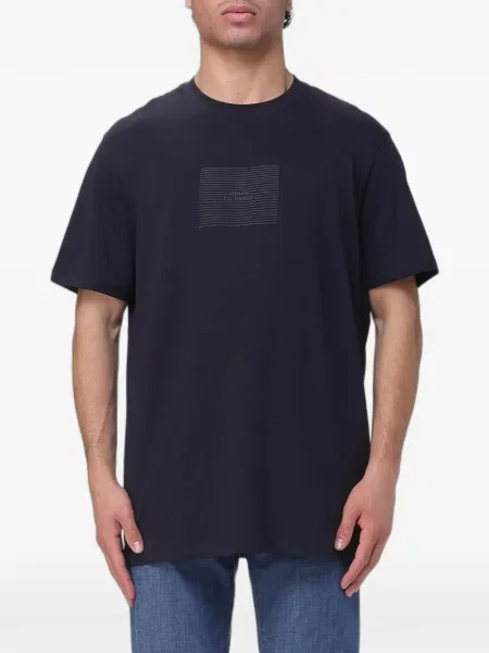 Tricou Armani Exchange cu imagine cu decolteu rotund albastru