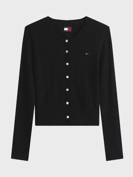 Кардиган Tommy Jeans з круглим вирізом чорний
