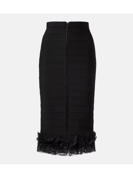 Midi krilo Self-portrait s čipko črna