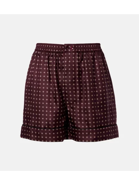 Pantaloni scurți Saint Laurent din satin cu imagine violet